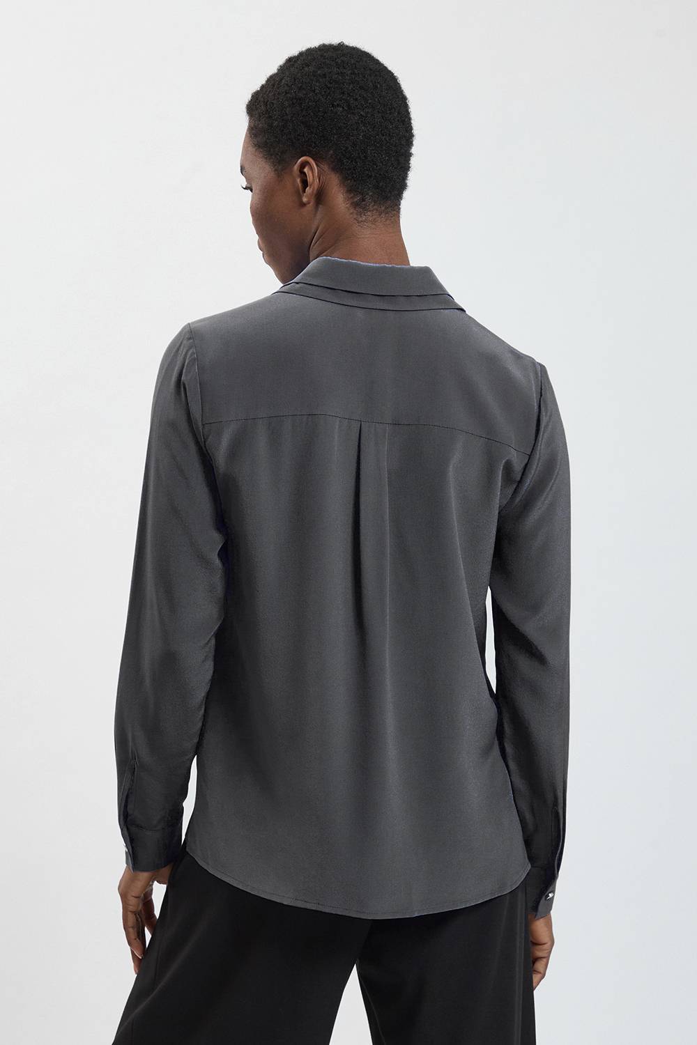 KarenMillen Chemise En Soie À Manches Longues Et Double Col