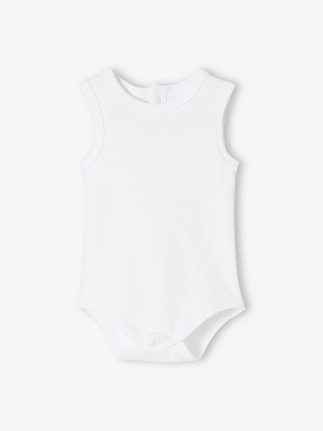 Pacote com 5 bodies de bebê sem mangas em malha interlock, branco claro bicolor/multicolorido