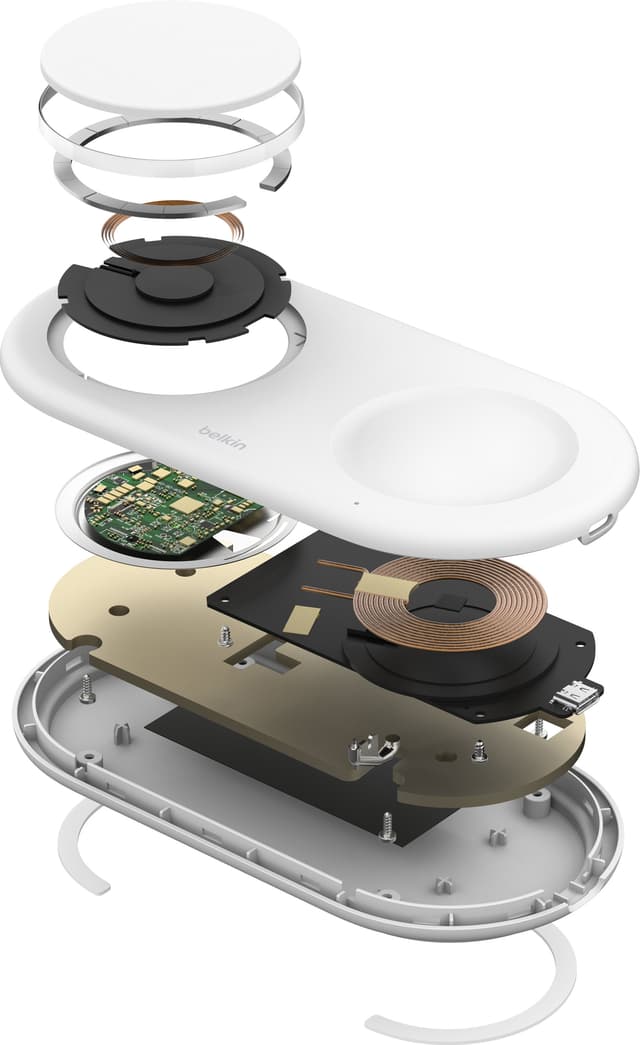 Belkin BoostCharge Pro 2i1 Magnetic Qi2 trådløs oplader (hvid)