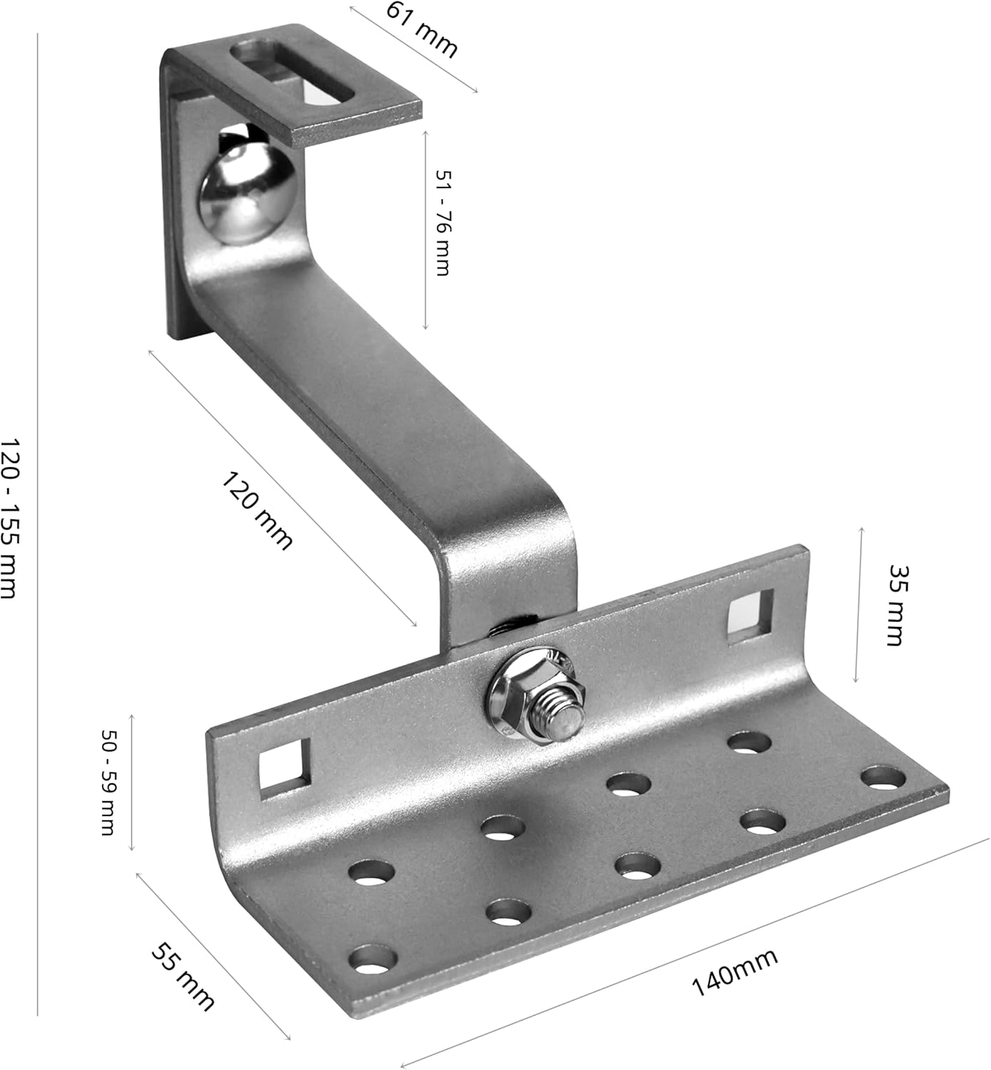 SUNEX® Dachhaken Photovoltaik MS6 Edelstahl 1.4016 | 3-fach verstellbar | Stärke 5/5/5 mm | Solar Dachhalterung