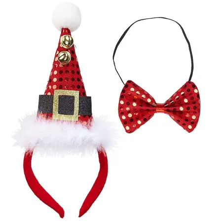 Widmann Mini Weihnachtsmannhut mit Glöckchen und Fliege