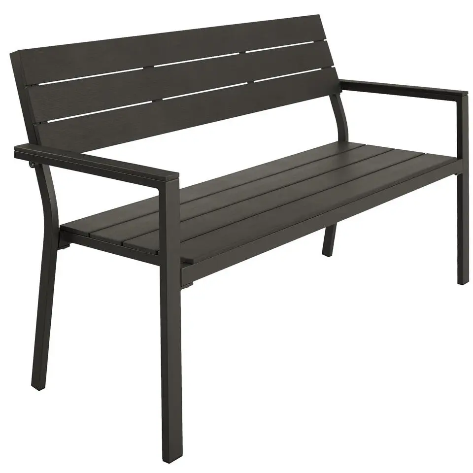 tectake Tuinbank Line 2-zitter met aluminium frame 128x59x88cm, Donkergrijs