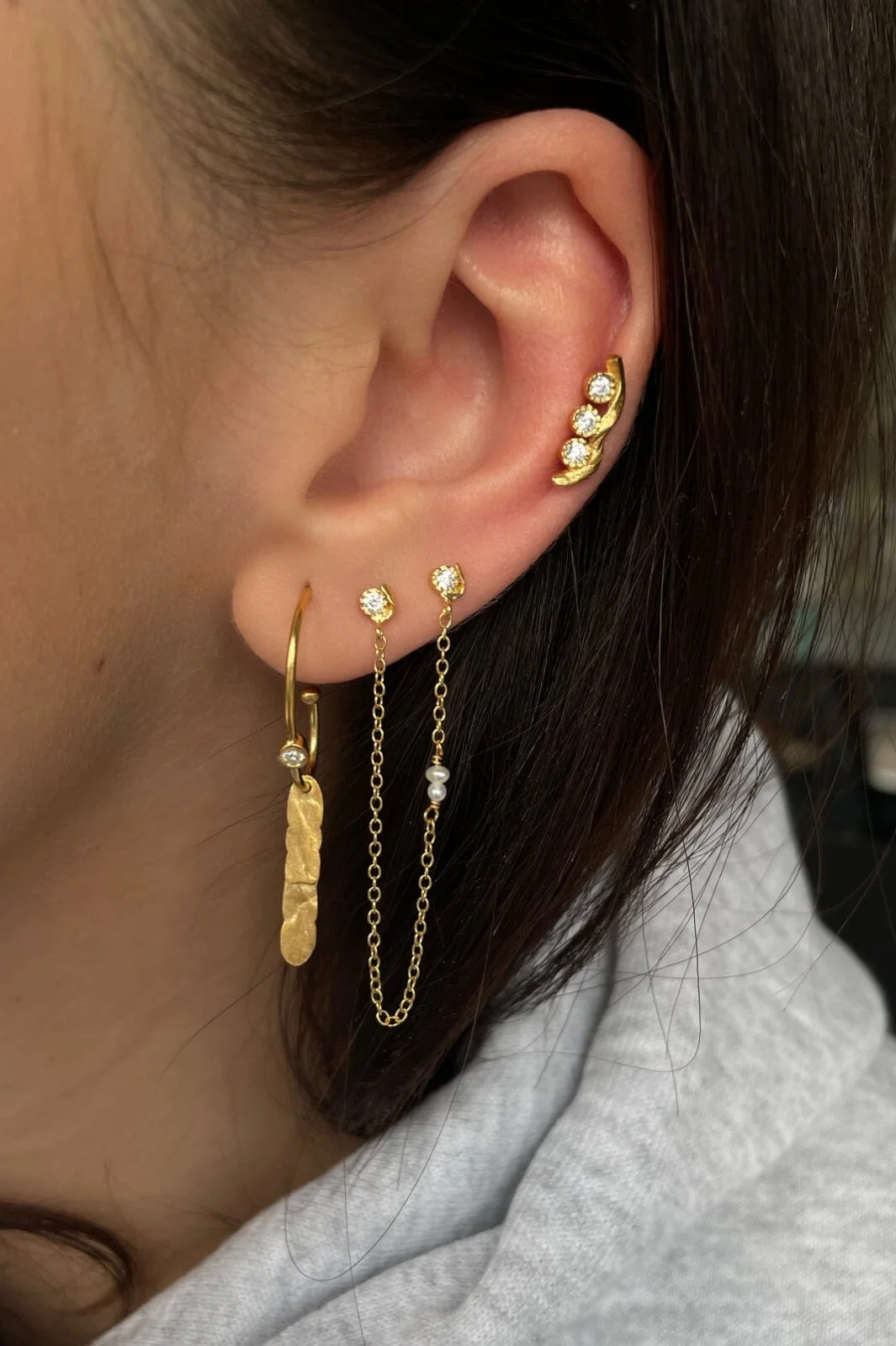 Stine A Flow Earring With Three Stones