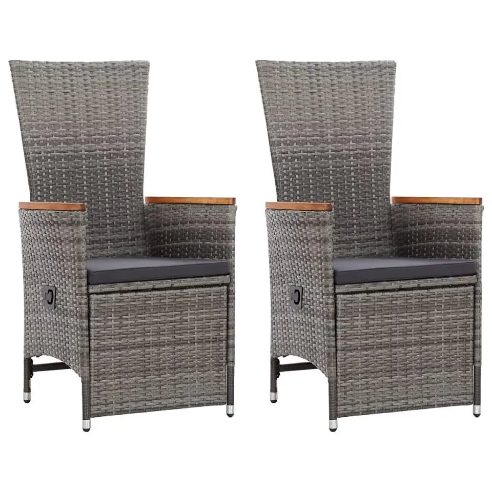 vidaXL - Tuinstoel - Grijs - Poly rattan - 2 stuks