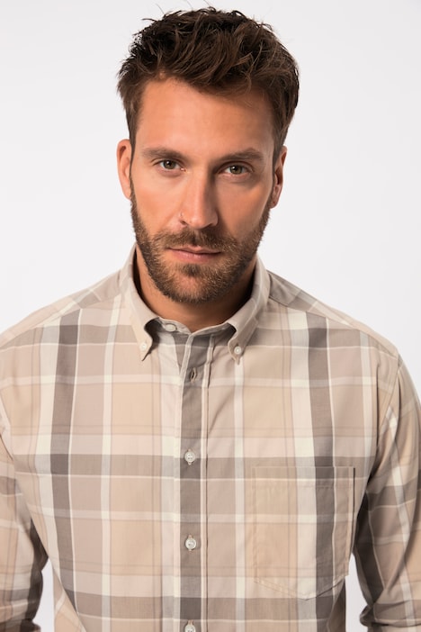 JP AWARE Karohemd, Langarm, Buttondown-Kragen, GOTS zertifizierte Biobaumwolle