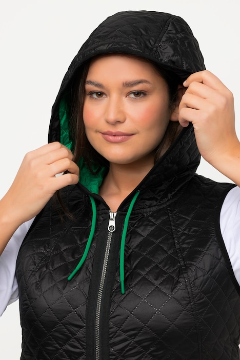 Steppweste, Tunnelzug, Kapuze, 2-Wege-Zipper, ärmellos