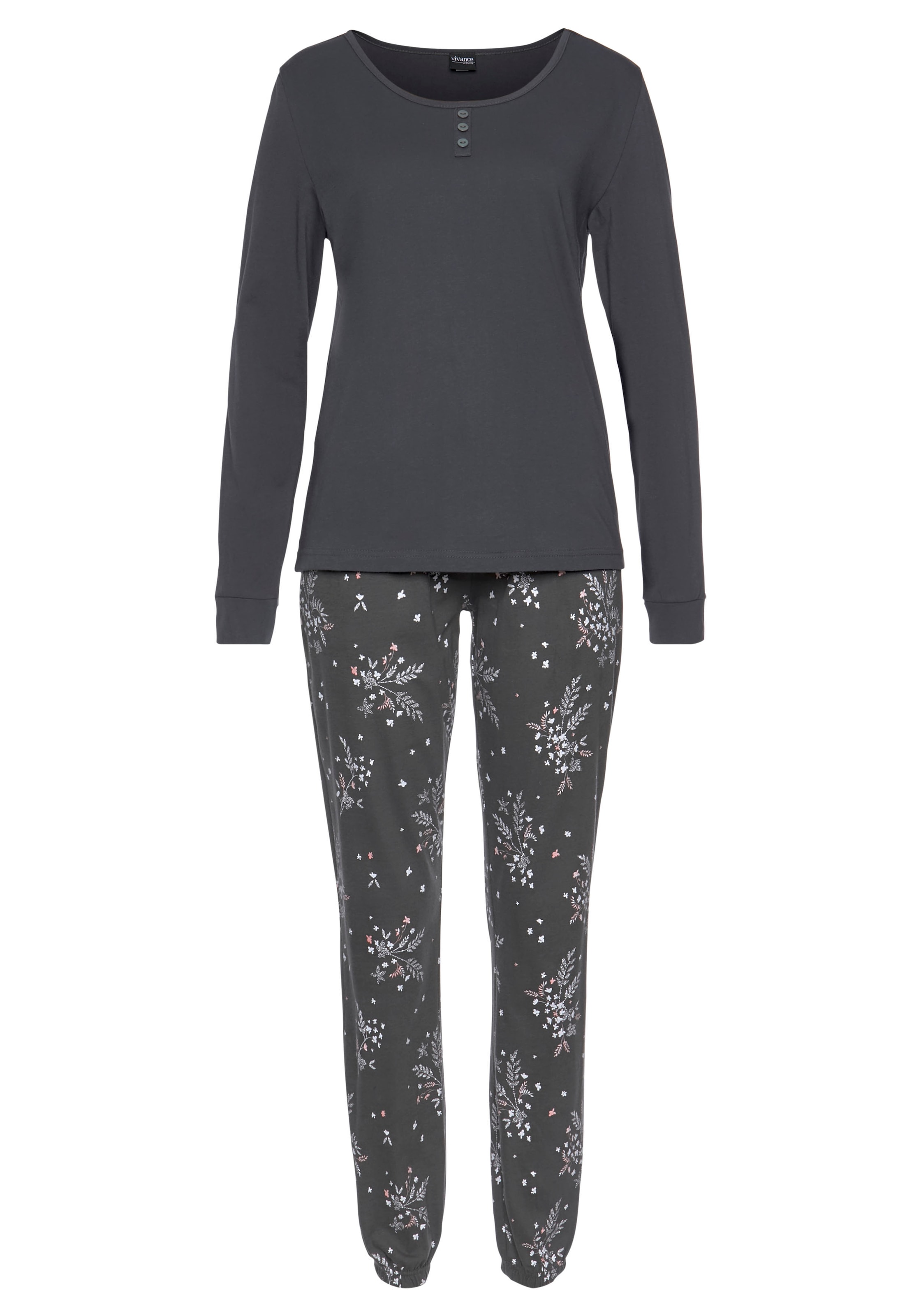 Vivance Dreams Pyjama 2 Stück, 4 Stk. tlg., mit feinen Blumenzweigen