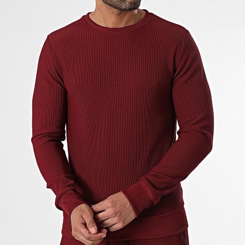 Ensemble Sweat Crewneck Et Pantalon Cargo Bordeaux