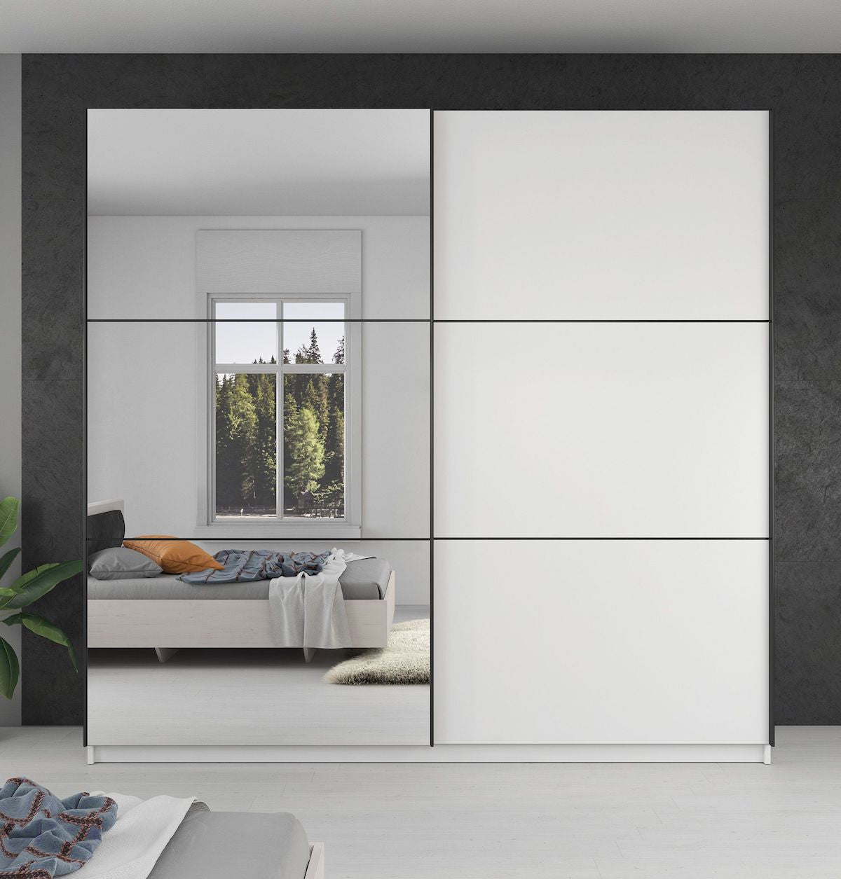 Samantha - Kledingkast met schuifdeuren - Wit - 217x62x210 cm