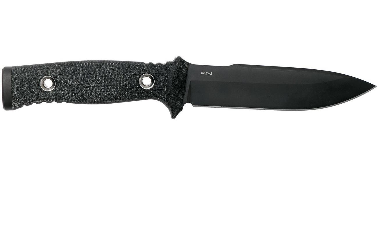 TRC Knives Mille Cuori, Vanadis 4 Extra, Black Canvas Micarta outdoormes