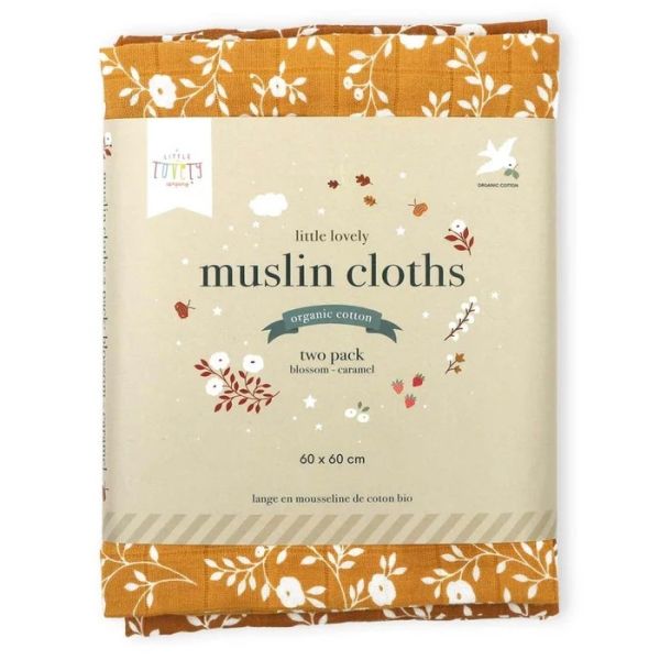 A Little Lovely Company Hydrofiele Doeken 2-Pack – Blossom – Caramel