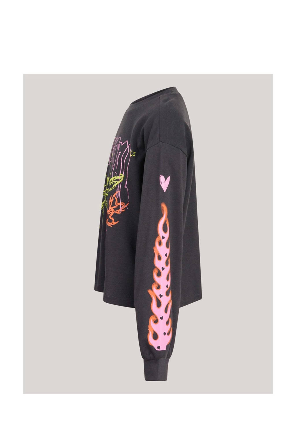 Shoeby sweater met printopdruk donkergrijs