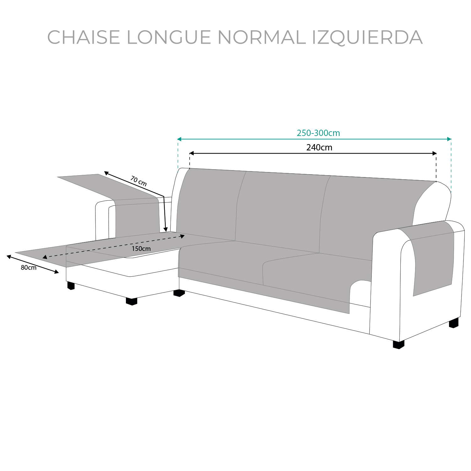 Capa Protetora para Chaise Longue Vipalia em Chenille Liso, Design Elite, Cor Mink, Capa para Chaise Longue do Lado Esquerdo para Cães