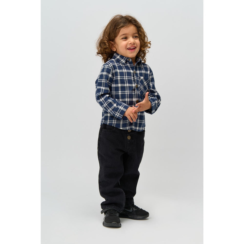 Køb THE NEW Siblings Navy Blazer Check Riggs L_S Flannel Skjorte