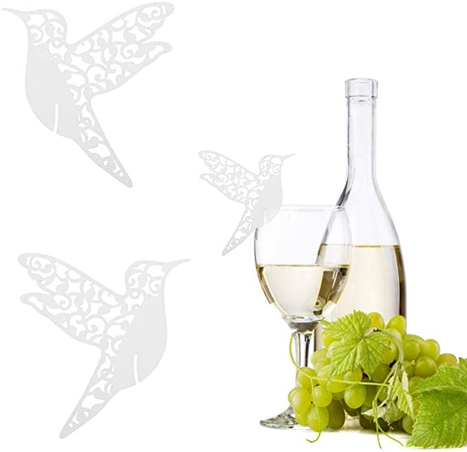 (50er Set) 92x115mm Papier Glas Deko Hochzeits Tischkarten Vogel Namenskarten - Weiss