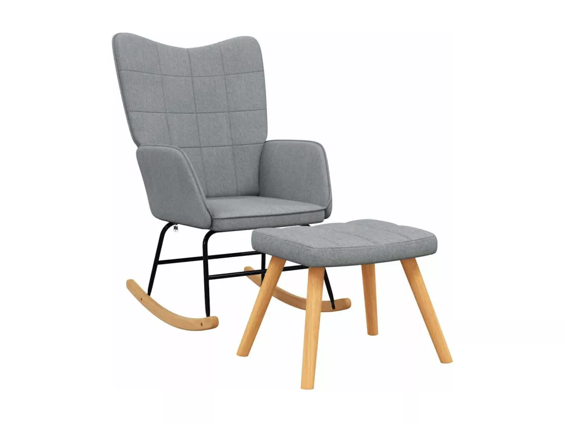 Chaise à bascule avec tabouret Gris clair Tissu