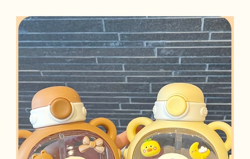 Choyce - Set: Beer plastic drinkfles + Cartoon zelfklevende decoratie + Sticker + Reinigingsborstel (verschillende ontwerpen)