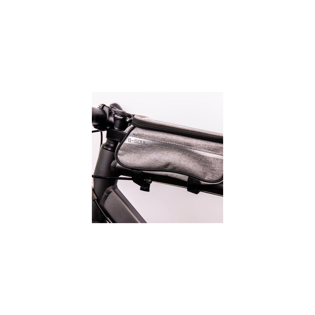 Waterproof bike frame bag with phone holder, Grey