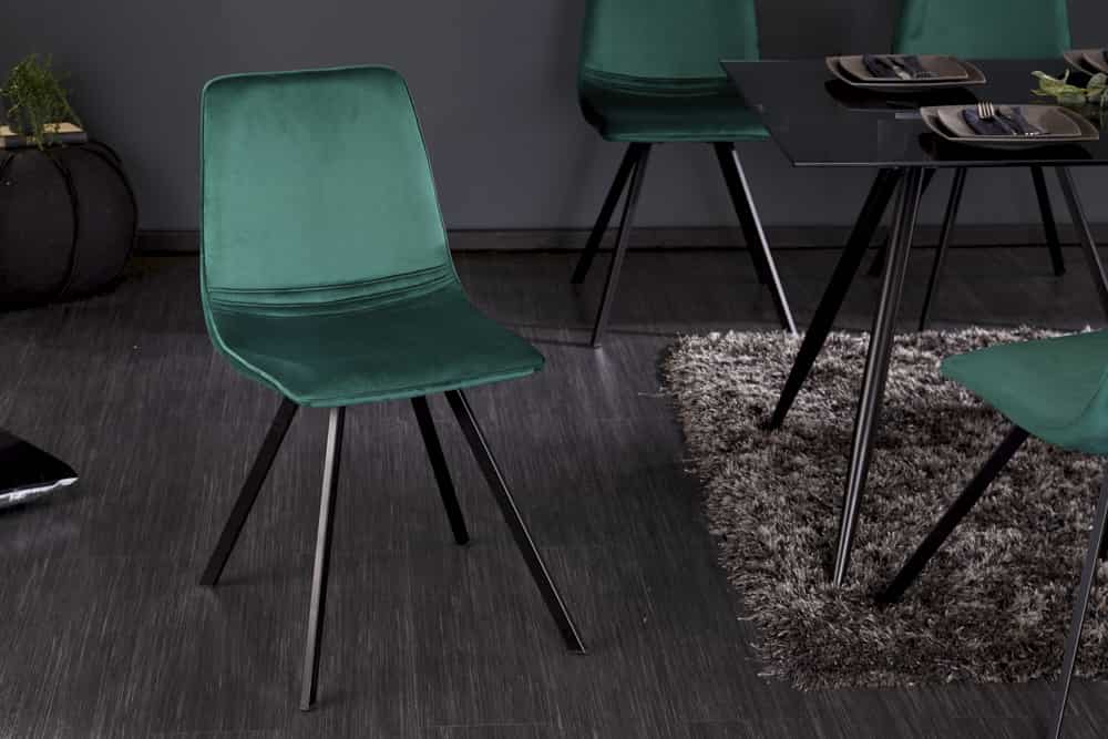 Retro Stuhl AMSTERDAM CHAIR smaragdgrün Samt Designklassiker