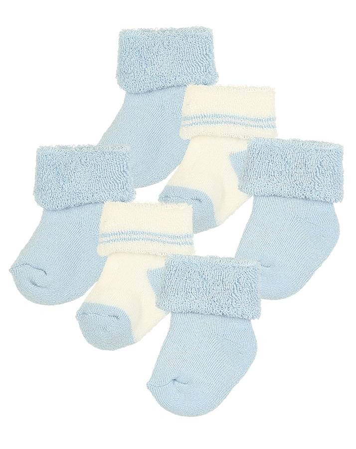 Erstlings-Socken PLÜSCH 6er-Pack in blau/latte