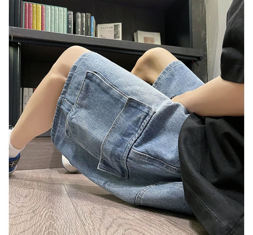 Whyessa - Cargo denim shorts met wijde pijpen