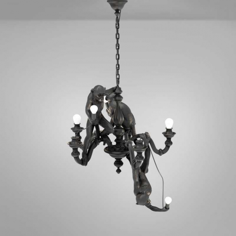 Seletti Monkey kroonluchter zwart
