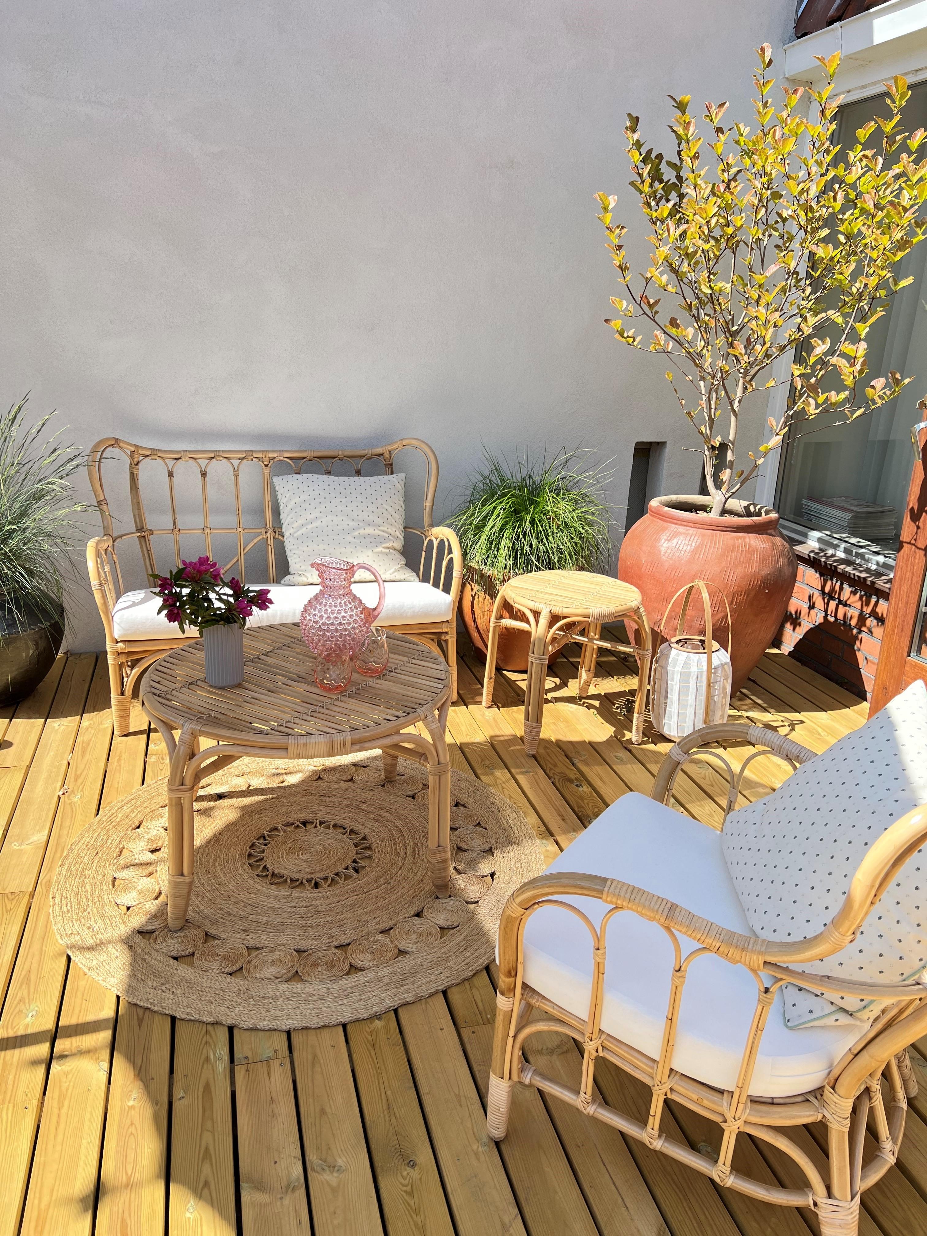 Loungeset met tafel 4-zits BRINDISI Rotan Natuurlijk