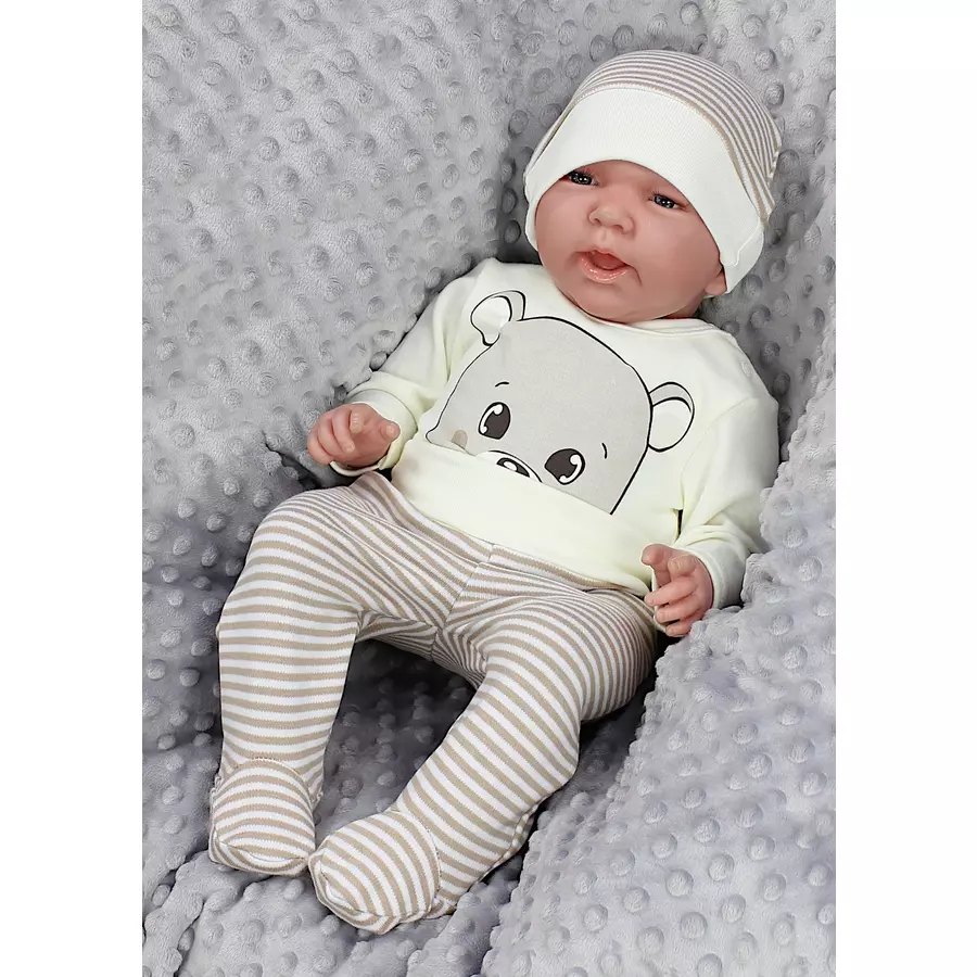 TupTam Baby Bekleidungsset Langarmbody Hose Mütze3 teilig beigegelb