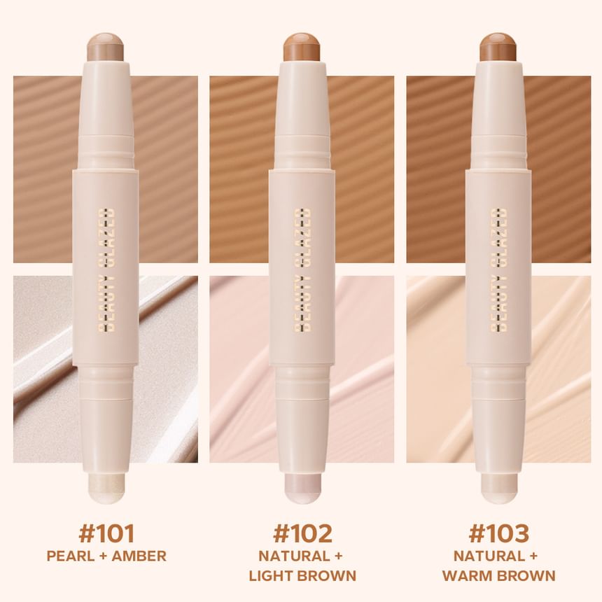 BEAUTY GLAZED - Highlighter & Contour Dubbelkoppige Stick - 3 tinten
