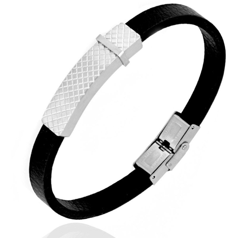Bracelet Acier et Cuir - Homme