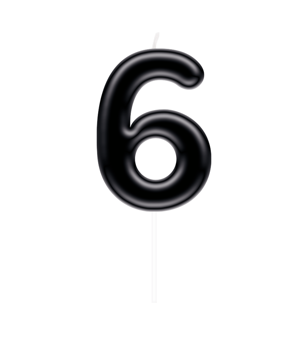 6 Jaar Kaars Zwart 10,5cm