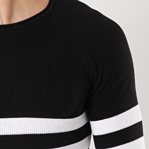 Pull Avec Rayures Mariniere JUM-02 Noir