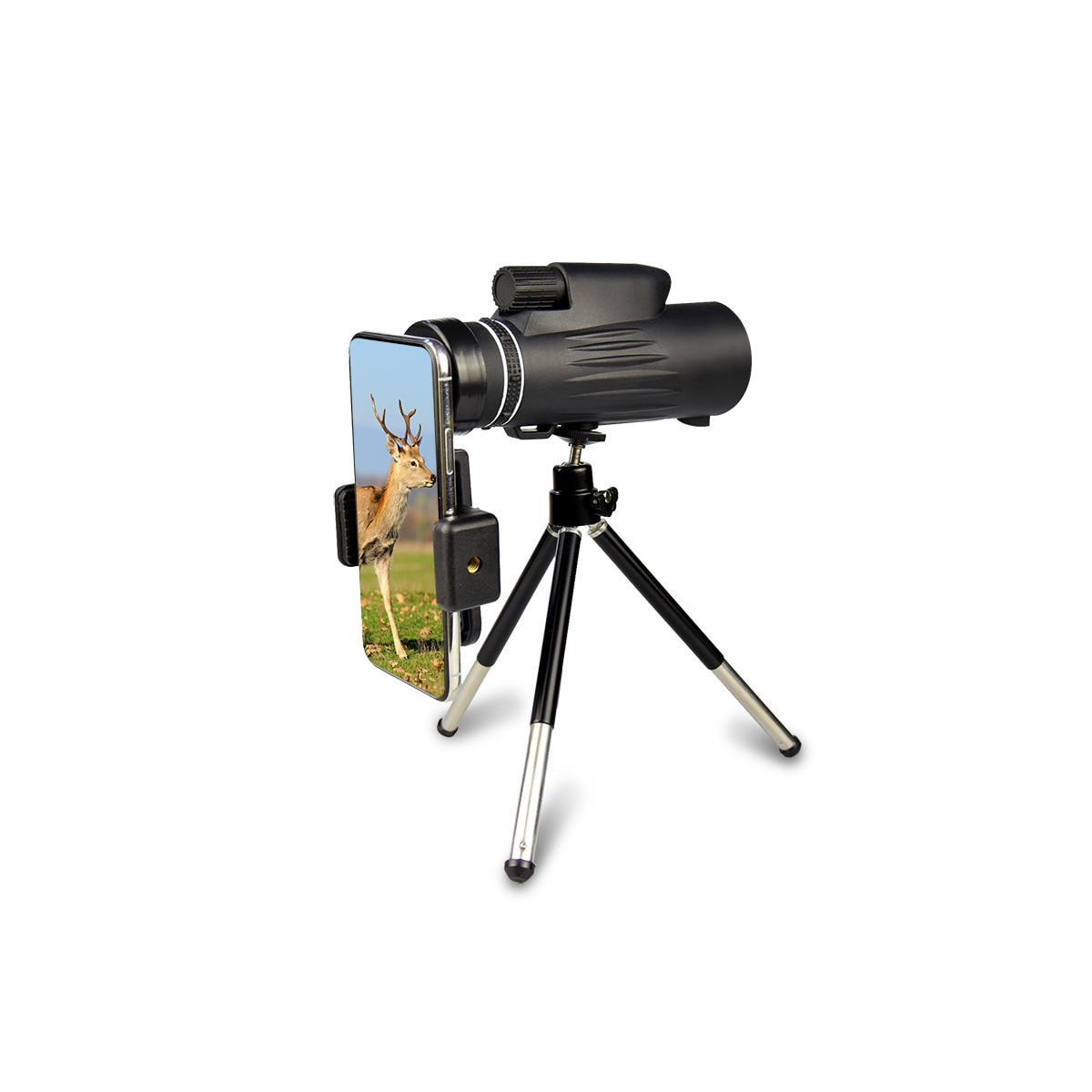 Monokulært teleskop 12×50 Zoom BAK4 Prism Sort