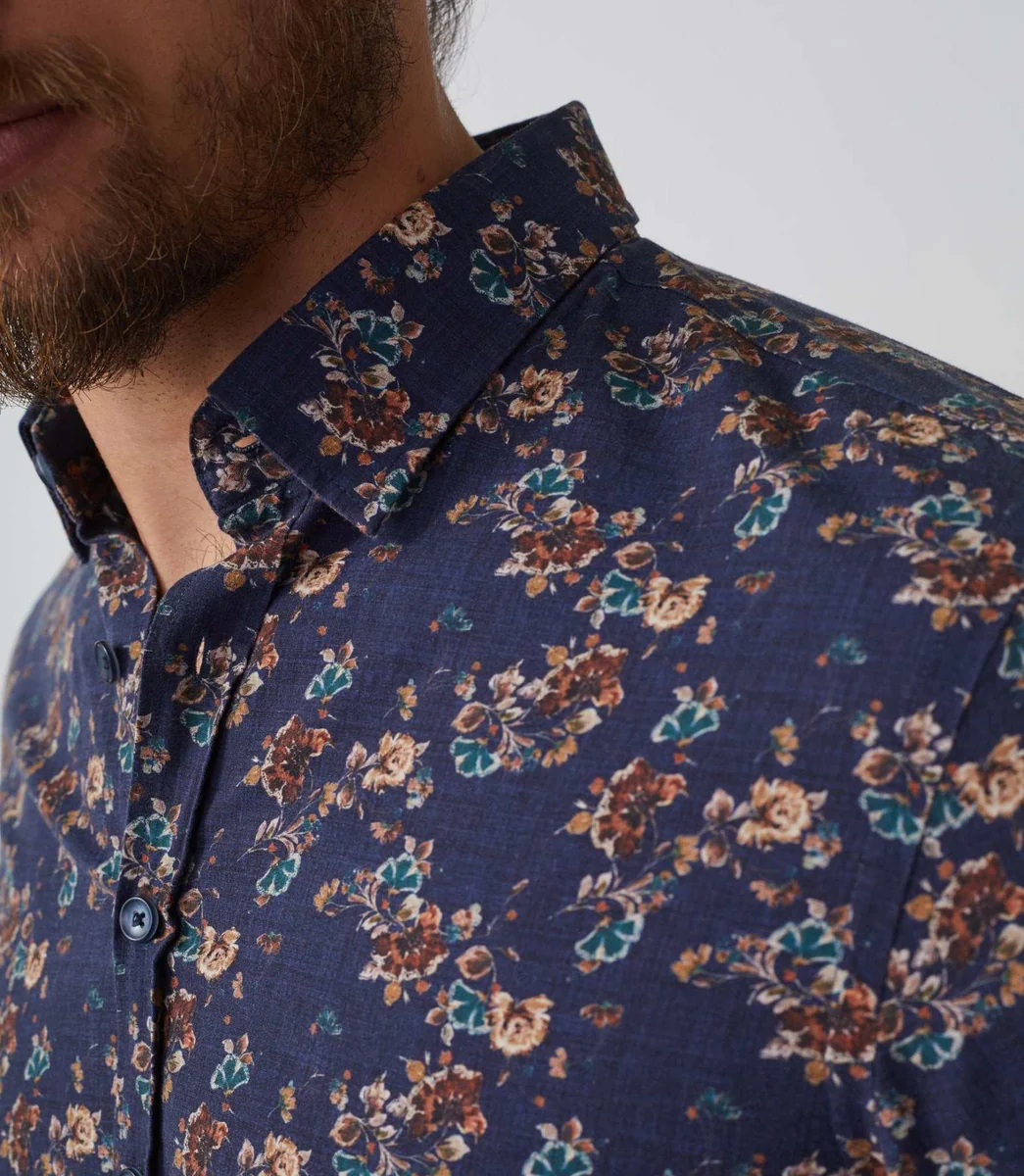 Chemise casual imprimé marine 