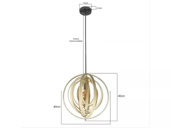 NETTLIFE Lustre en bois blanc, suspension Vinatge E27, style maison de campagne