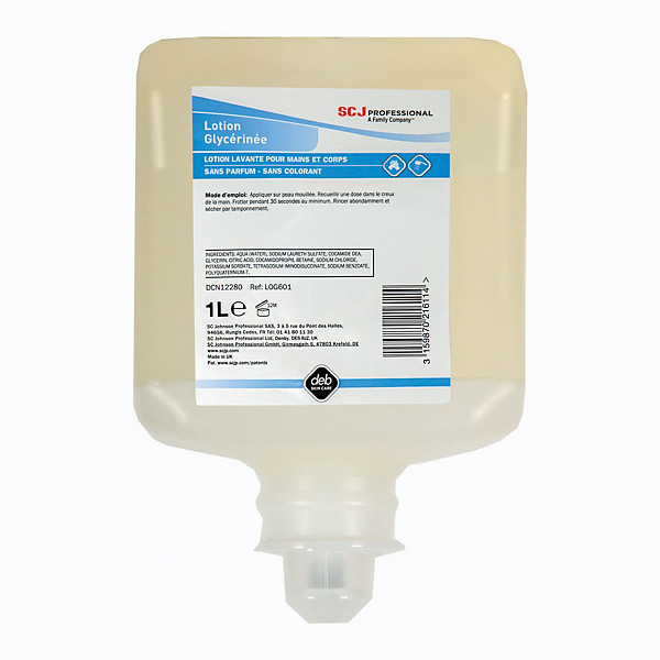 Cartouches savon mains lotion glycérinée 1 L, lot de 6