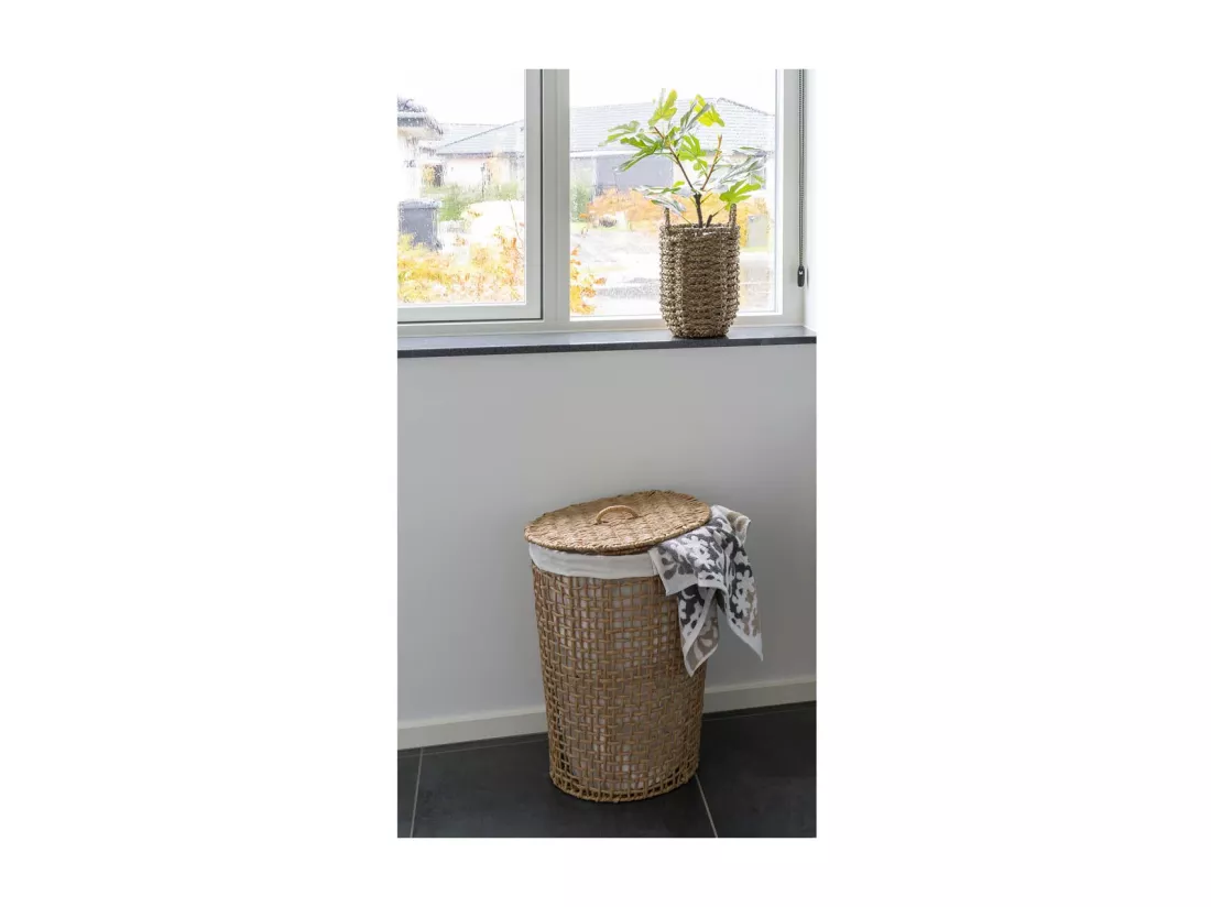 Panier à linge en osier et blanc ø 42 x 56 cm