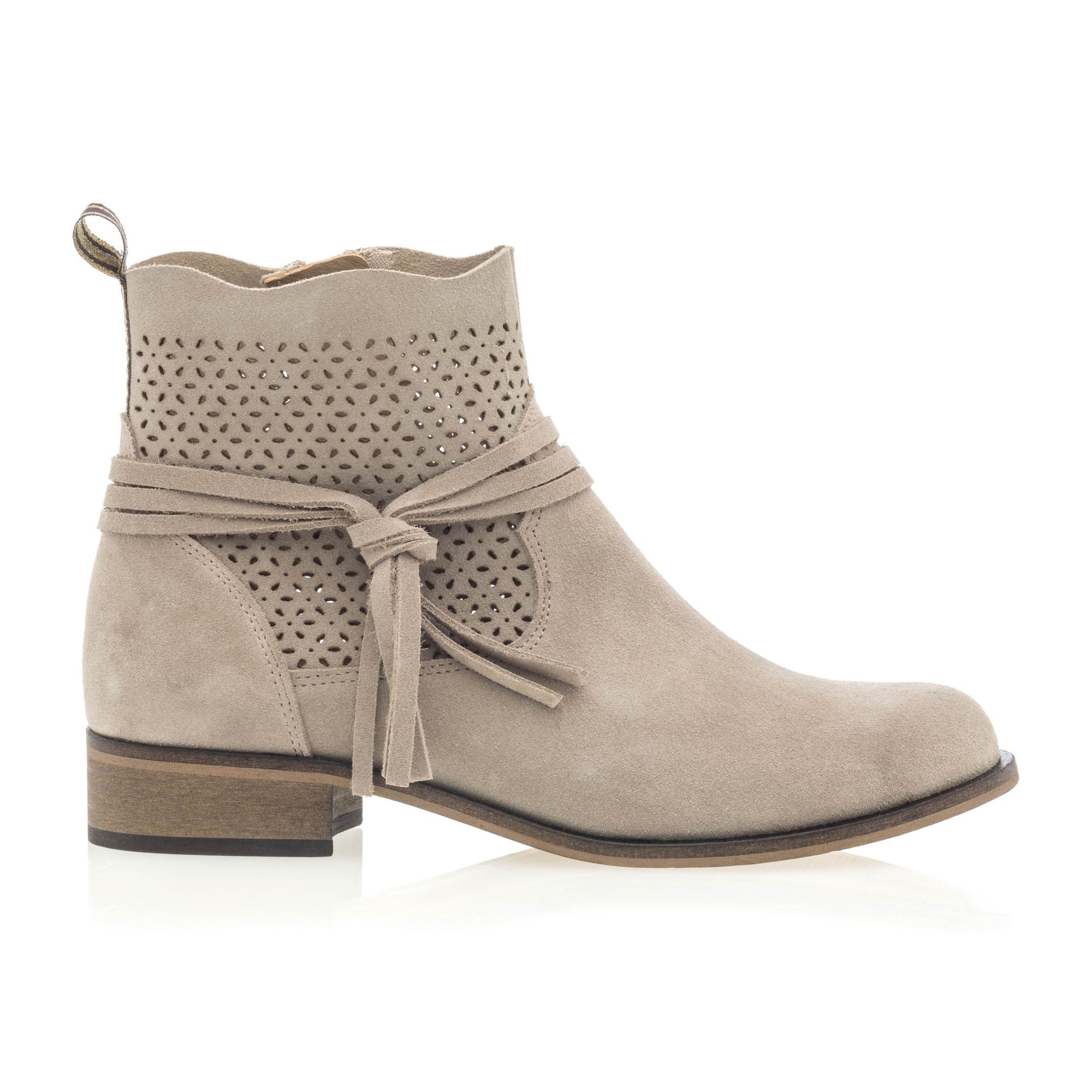Boots Femme en cuir beige