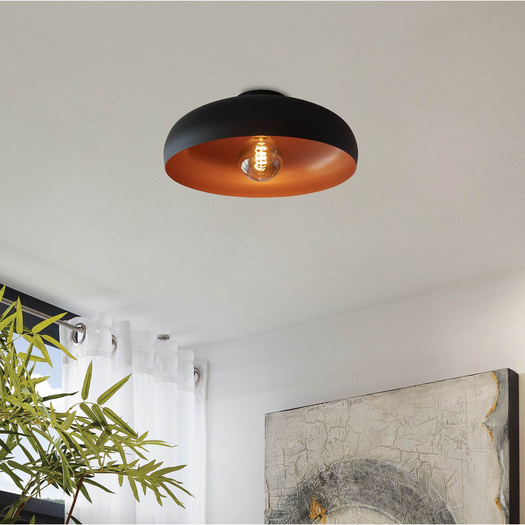 EGLO Mogano Plafondlamp Ã 40 cm - Zwart/Koper