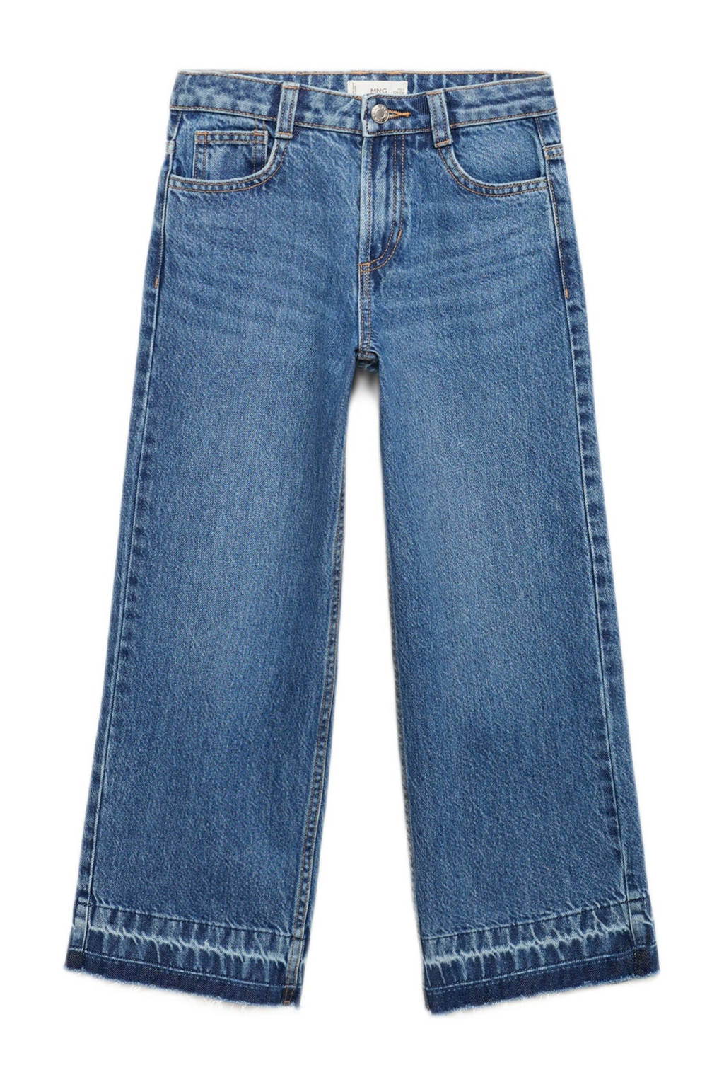 Mango Kids wide leg regular waist jeans medium blue denim