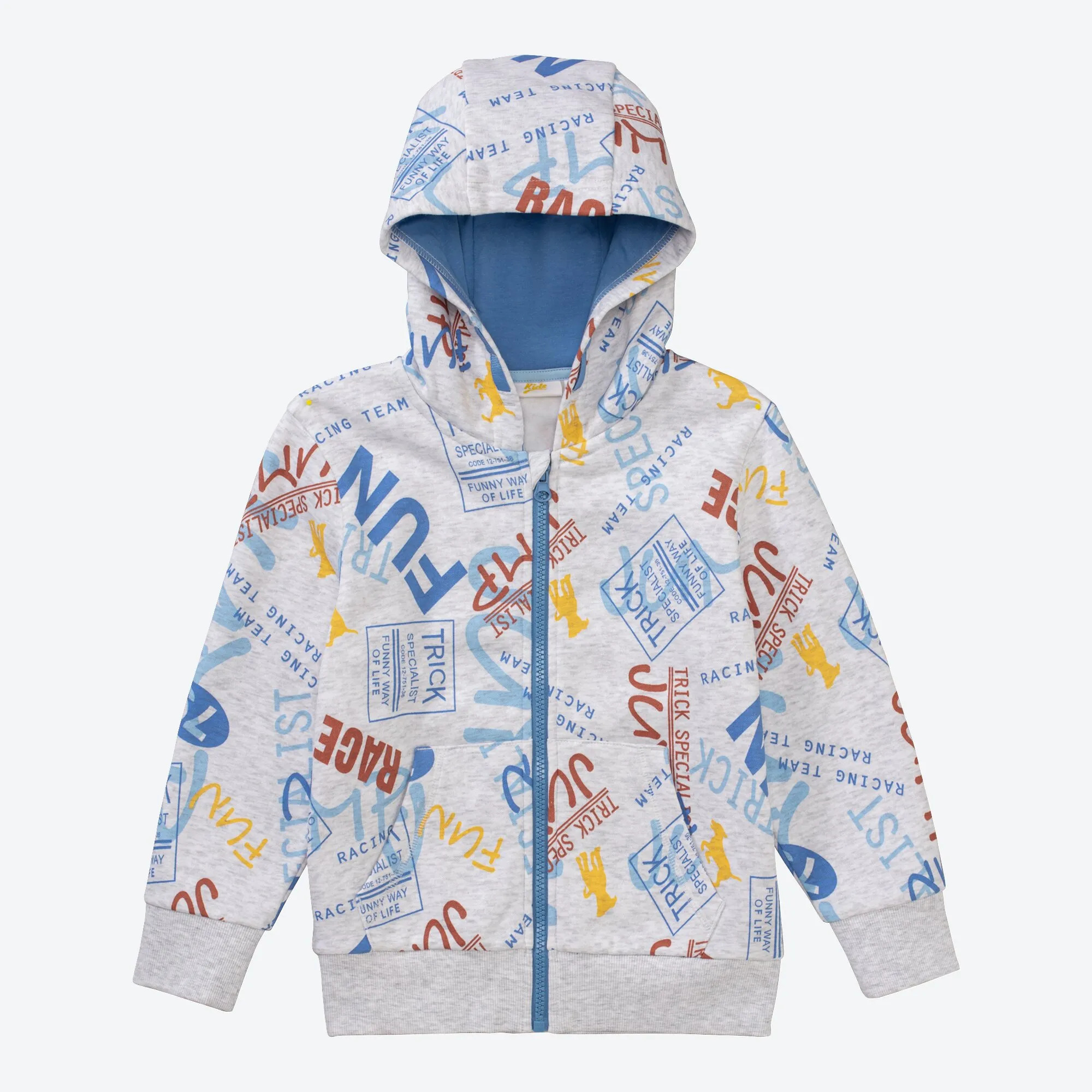 Jungen-Sweatjacke mit Schriftzug-Muster