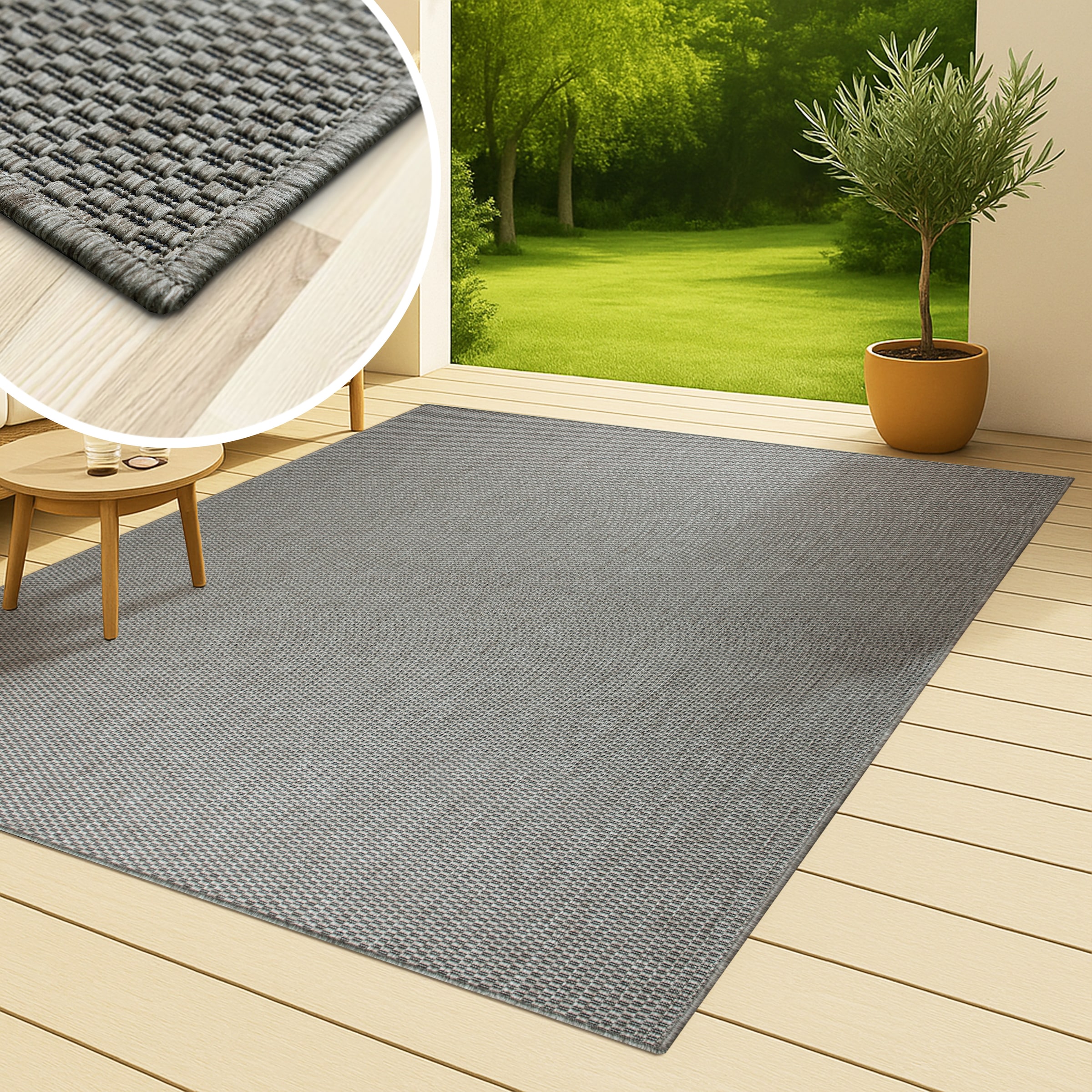 my home Teppich »Venedig auch als Läufer erhältlich« rechteckig 4 mm Höhe In- und Outdoor geeignet, Sisal-Optik, Wetterfest & UV-beständig