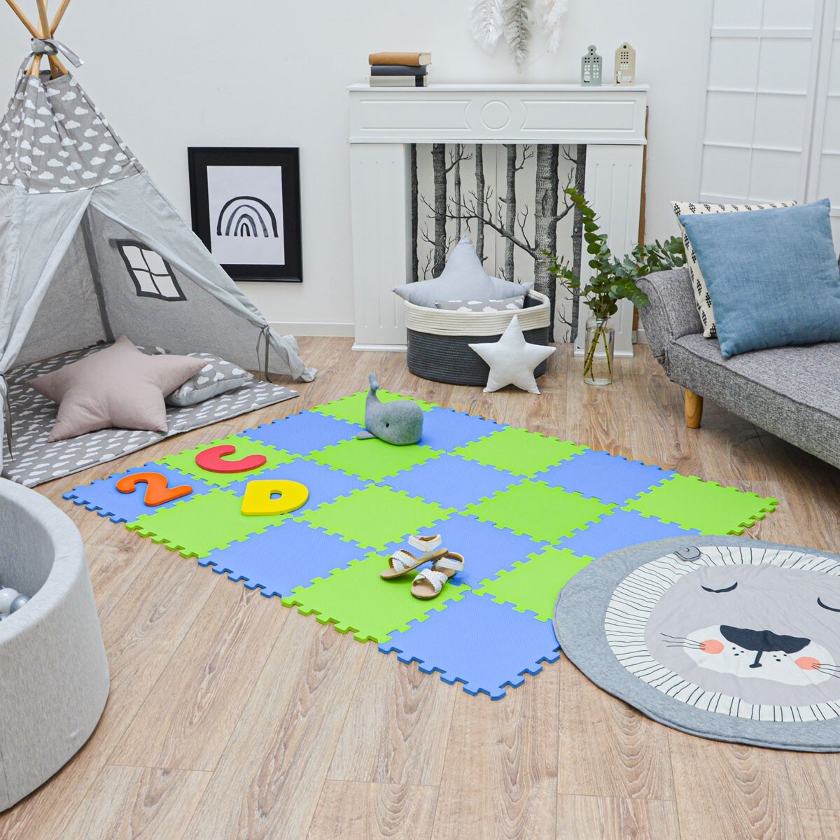 18 Teile Baby Kinder Puzzlematte ab Null - 30x30 Puzzle Spielmatte Krabbelmatte