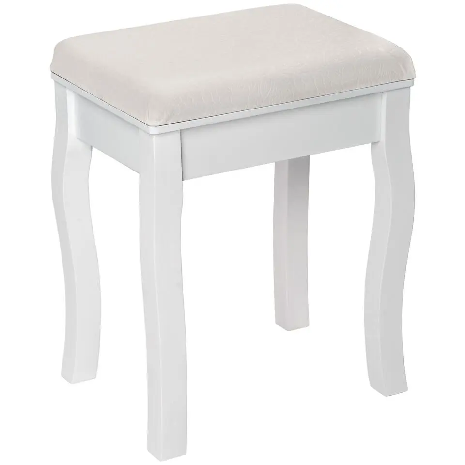 tectake Hocker voor makeup-tafel rozenpatroon, Wit