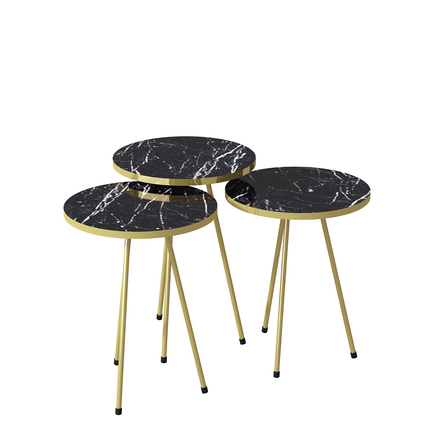 Beistelltisch 3er Set Marmoroptik Schwarz 21756153