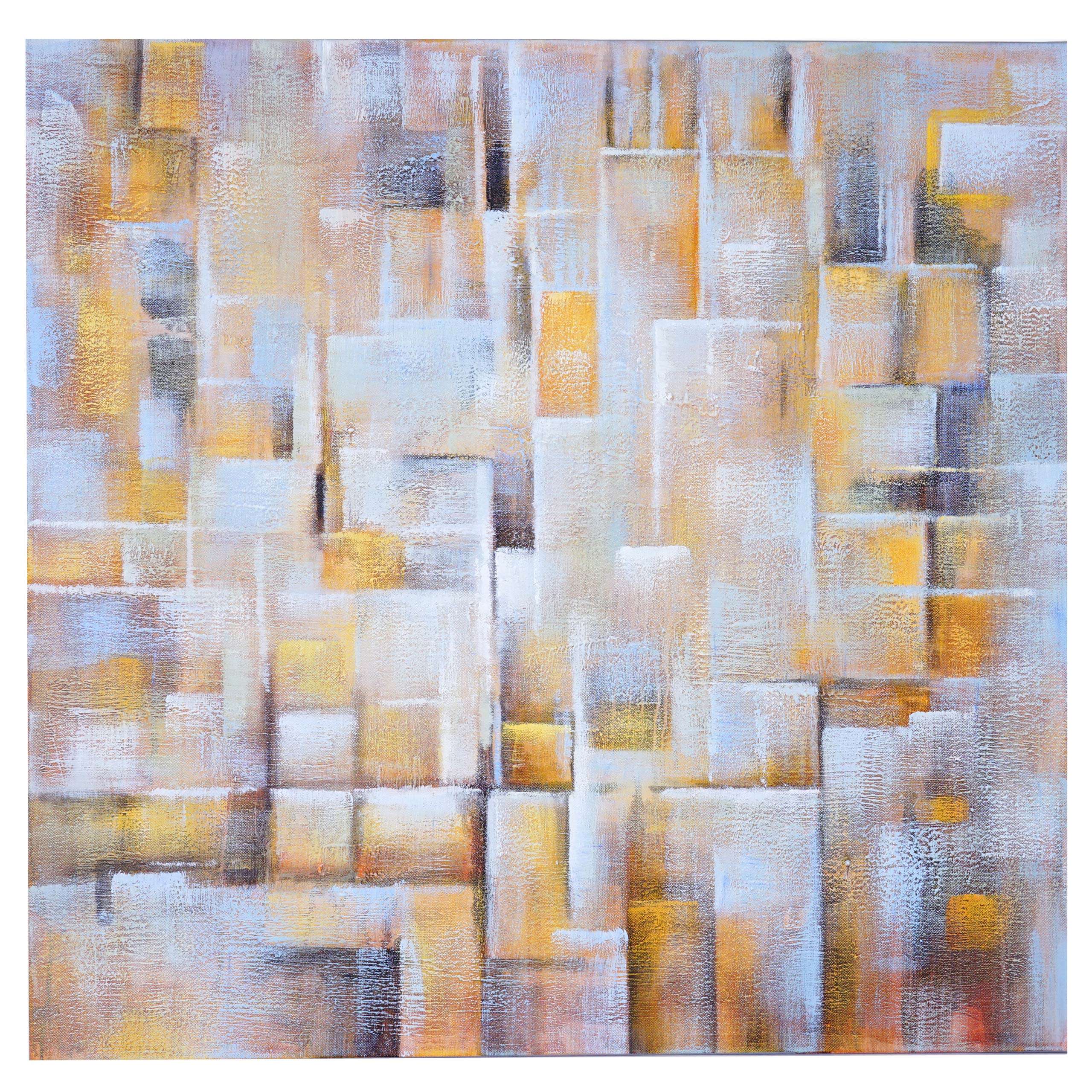Wandbild Cubes, 100% handgemaltes Ölgemälde Gemälde XL, 100x100cm