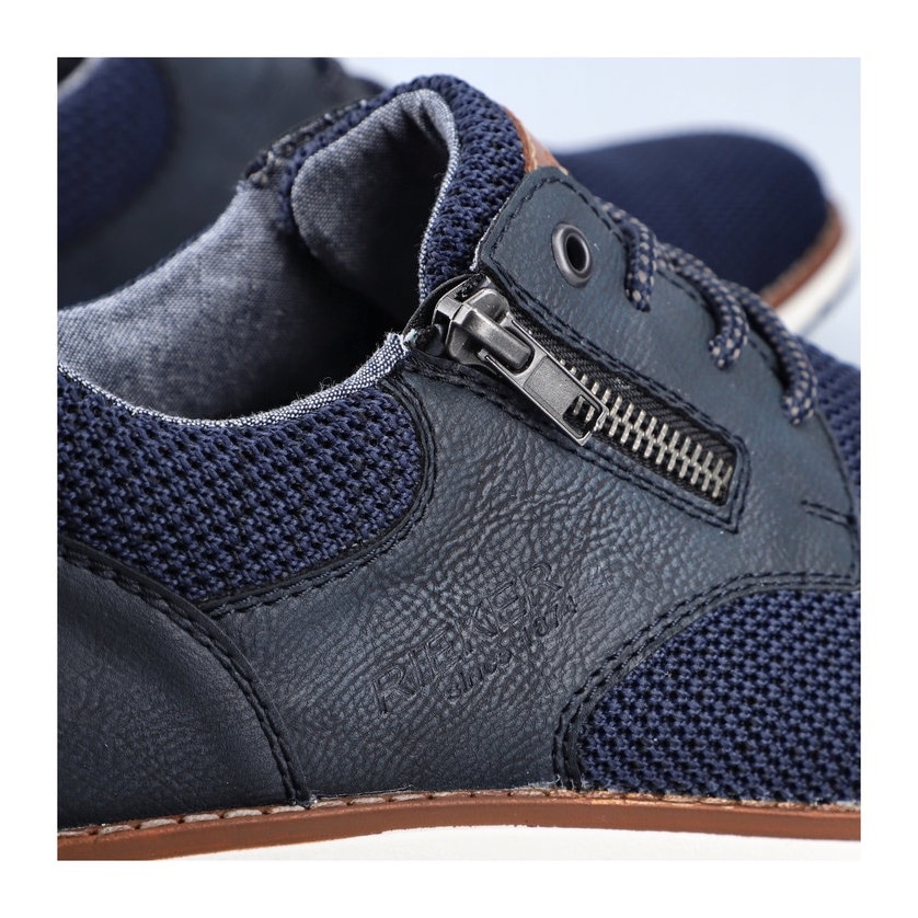 Rieker Schnürschuh  mit seitlichem Reissverschluss, Freizeitschuh, Halbschuh, Schnürschuh