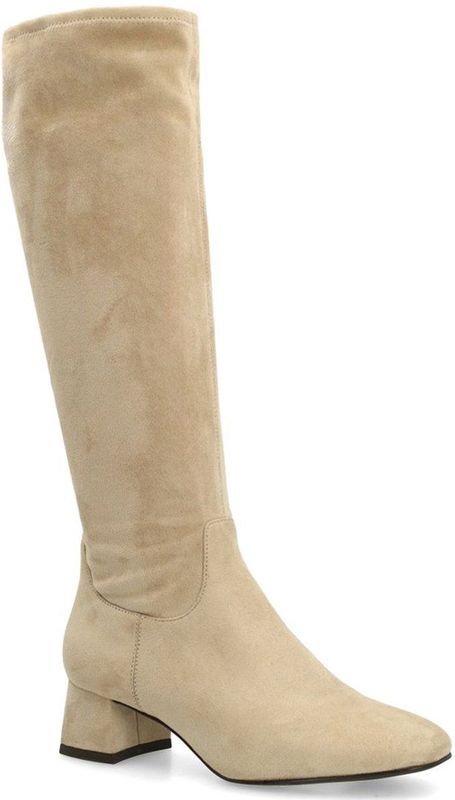 Manfield - Stretch Laarzen - Beige - Met Hak - 4 cm