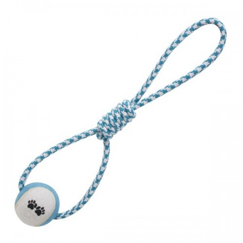 Bola azul para cães com puxador