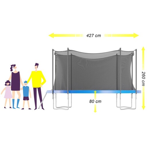 Cama elástica de 427 cm (14 pés) para uso interno, com rede de segurança, tapete de proteção e escada.